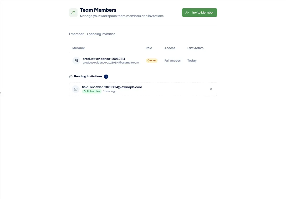 Genuine Better Yield Team Members view showing a synthetic owner and one pending collaborator invitation.